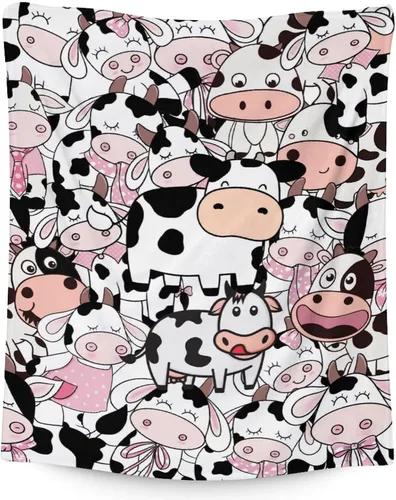 Miniatura 28 de Manta de vaca para niñas pequeñas, tamaño de regazo de 30 x 40 pulgadas, manta de felpa suave y peluda para regalo, manta negra linda para cama, sofá