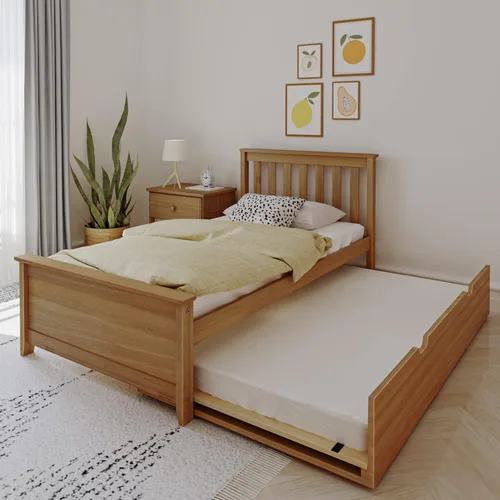 Miniatura 22 de Max & Lily - Cama individual, base de cama con cabecero para niños, listones, color blanco.