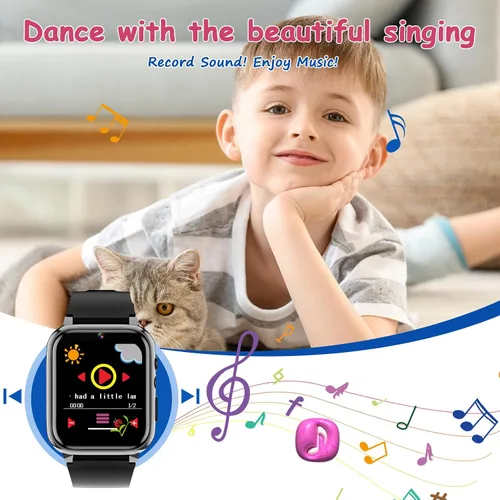 Miniatura 4 de Reloj inteligente de 1.69 pulgadas para niños de 4 a 12 años, 26 juegos de rompecabezas, cámara HD, reproductor de música de video, podómetro