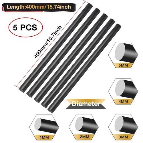 Miniatura 6 de ARRIS Varilla de Fibra de Carbon de 4.0mm de Diámetro 300mm para Avión RC DIY Artesanía 1mm 1.5mm 2mm 2.5mm 3mm 4mm 5mm 6mm 7mm 8mm 9mm 10mm Polo