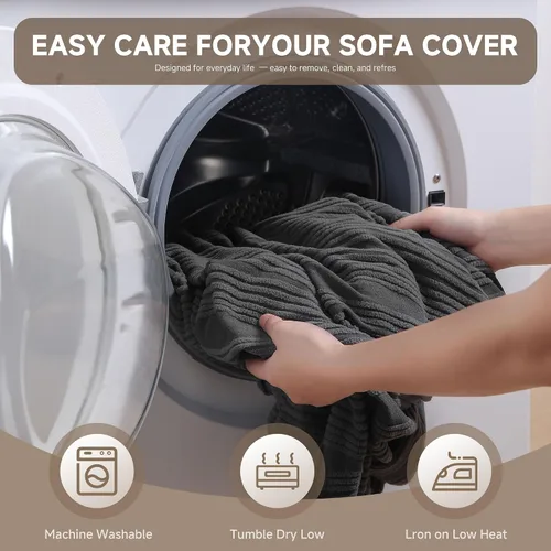 Miniatura 5 de QIANMEW Fundas de cojín para sofá, súper elásticas y lavables para asientos modulares y en forma de L, protector de muebles apto para mascotas