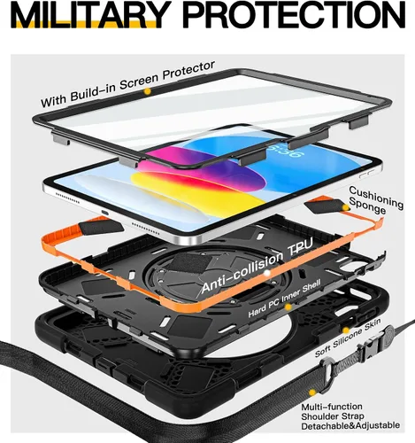 Miniatura 4 de BRAECN Funda para iPad de 9ª/8ª/7ª Generación, Funda Resistente a Prueba de Golpes con Protector de Pantalla, Soporte para Lápiz, Soporte para Tapa