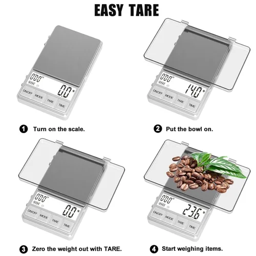 Miniatura 4 de WEIGHTMAN Báscula de café pequeña con temporizador, báscula de café expreso con temporizador de 1000 x 0.00 oz, mini báscula de alimentos