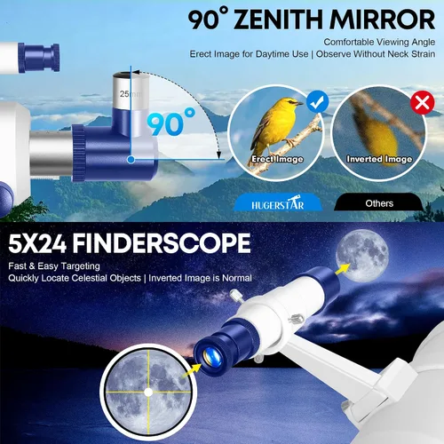 Miniatura 4 de Telescopio para adultos de alta potencia, apertura de 90 mm, telescopio refractor portátil de 550 mm para niños y principiantes de astronomía