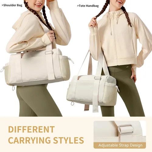 Miniatura 3 de WLLWOO - Bolsa de gimnasio pequeña con bolsillo húmedo para mujer, bolsa de lona para yoga, bolsa de entrenamiento ligera para baile, fines