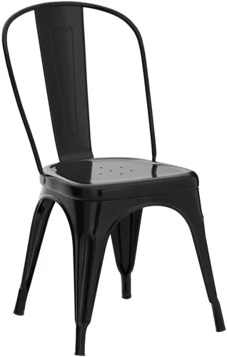 Miniatura 6 de Nazhura Silla de comedor de metal estilo rústico Tolix para cocina, comedor, cafetería, restaurante, bistró, patio, 18 pulgadas, apilable, Negro