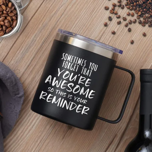Miniatura 7 de NOWWISH Regalos Inspiradores para Hombres y Mujeres, Taza de Café "Sometimes You Forget You're Awesome", Regalos de Agradecimiento, Regalos Negro