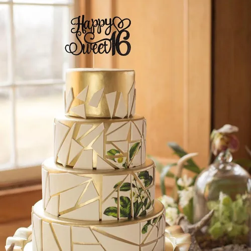 Miniatura 5 de 1 PIEZA Decoración para Tarta Feliz Dulces 16 con Purpurina Palillo para Tarta de 16 Cumpleaños Brindis por 16 Años Dulces 16 Decoración de Tarta