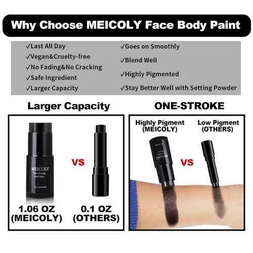 Miniatura 3 de MEICOLY Pintura Dorada en Barra para Cara y Cuerpo (1.06 Oz), Pintura Facial Mezclable en Crema, Resistente al Sudor e Impermeable, Maquillaje palo