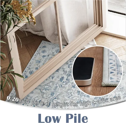 Miniatura 2 de jinchan Lima - Alfombra de pasillo lavable de 2 x 6 pies, antideslizante, de pelo corto, suave, ultrafina, alfombra envejecida para casa de campo