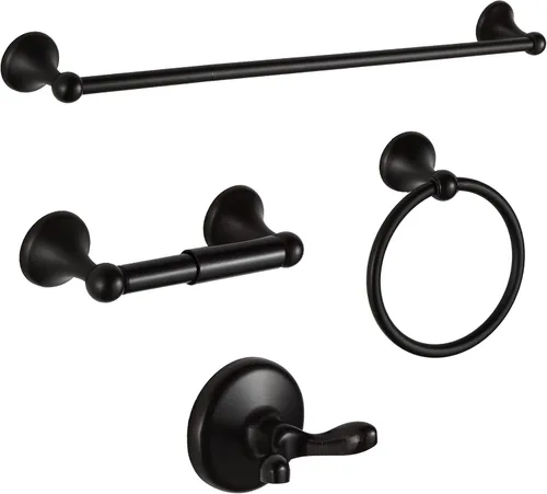 Miniatura 14 de BGL Juego de accesorios de baño, barra de toalla extensible ajustable negro mate, juego de 4 piezas de accesorios de baño, juego de accesorios