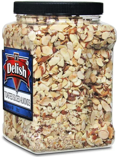 Miniatura 3 de It's Delish - Almendras tostadas gourmet en rodajas – Recipiente jumbo reutilizable a granel de 28 onzas – Horno de primera calidad tostadas frescas