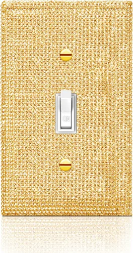 Miniatura 11 de 4 piezas de placa de pared rosa plateado brillante cubierta decorativa interruptor de luz cubierta de interruptor de palanca única diamantes