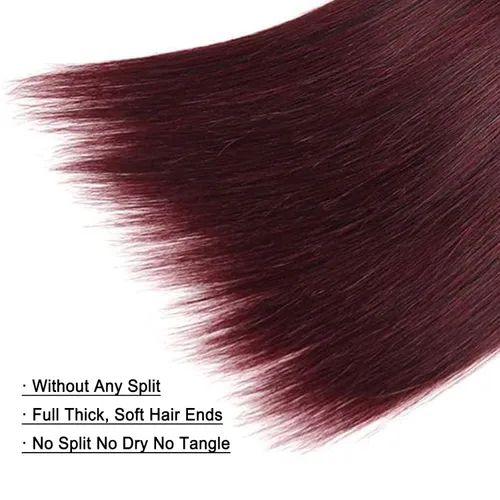 Miniatura 4 de REMY HAIR paquetes de cabello humano lacio 99J Borgoña paquetes 1 paquete 14 pulgadas 100% cabello humano
