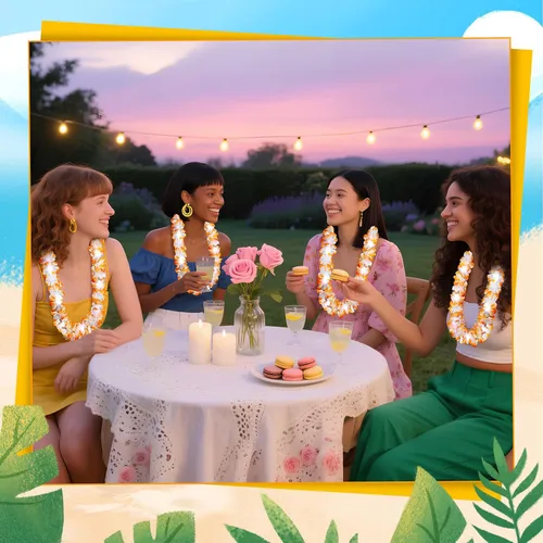 Miniatura 11 de Sherr 24 piezas de collares de flores de leis hawaianas con luces LED para boda, luces LED para leis hawaianas, collares de flores de leis hawaianas