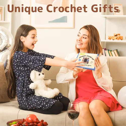 Miniatura 8 de Yeezhee Kit de ganchillo para principiantes, kit de animales de ganchillo con tutoriales en video paso a paso, kit de tejido para principiantes