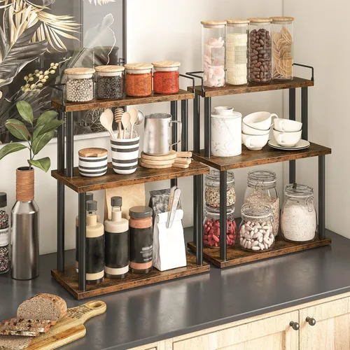 Miniatura 2 de HOOBRO Organizador de encimera de cocina, estante de esquina movible, organizador de almacenamiento de escritorio para encimera, escritorio