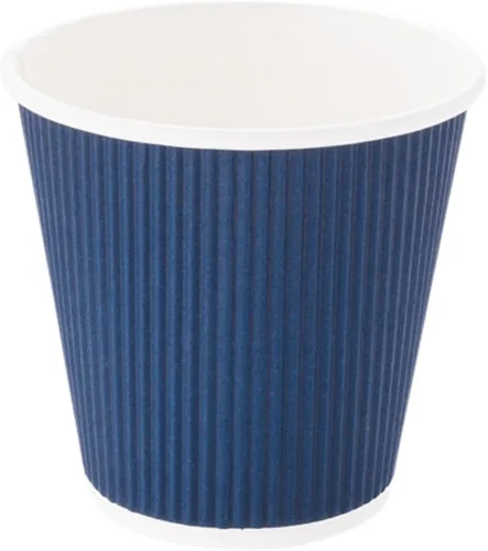 Miniatura 5 de Restaurantware Tazas de café desechables de doble pared de 8 onzas, 500 vasos de papel azul oscuro aislados, diseño de pared ondulada, las tapas se