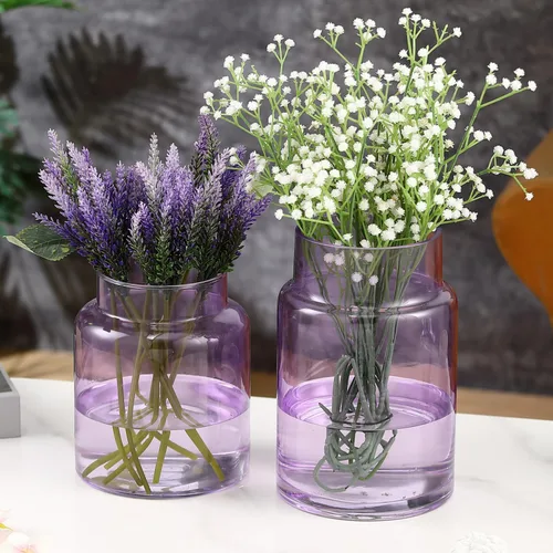 Miniatura 15 de Jarrón corto de vidrio, jarrón de vidrio negro, florero corto, florero redondo de vidrio, jarrón pequeño para flores, jarrones modernos de 6