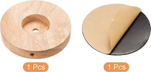 Miniatura 3 de PATIKIL Base de lámpara de madera de 4.724 in, 1 paquete de base circular de madera maciza de madera para escritorio, soporte de repuesto