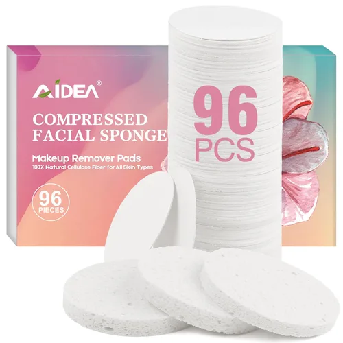 Miniatura 8 de AIDEA 96 esponjas faciales comprimidas, color rosa, esponjas faciales redondas para limpieza, esponjas cosméticas de celulosa natural, esponjas