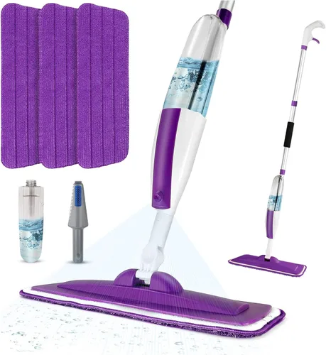Miniatura 7 de Trapeadores en aerosol para limpieza de suelos con una botella de spray recargable y 3 almohadillas de microfibra lavables, uso doméstico o Azul