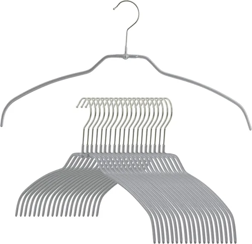 Mawa Reston Lloyd Silhouette - Percha de camisa antideslizante que ahorra espacio, estilo 42 pies, paquete de 20, plateado, 20 unidades Plata