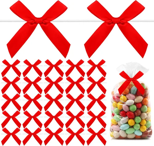 Miniatura 12 de Mini lazos negros para envoltura de regalos, 30 piezas de lazo negro para bolsas de golosinas, lazos pequeños de cinta de satén para Halloween