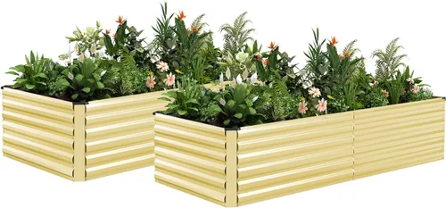 Miniatura 42 de NAVINE Cama de jardín elevada de 8 x 4 x 2 pies, macetas elevadas de metal grande, macetas para plantas al aire libre para verduras, flores