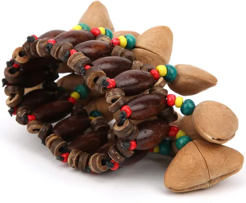 Miniatura 4 de RiToEasysports Pulsera de tambor africano, hecha a mano, con concha de nuez, percusión, pulsera tribal africana con sonido nítido para los amantes