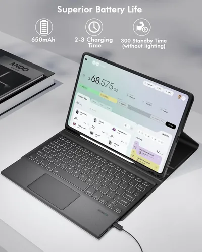 Miniatura 6 de Doohoeek Funda de teclado para Samsung Galaxy Tab S10 Lite de 10.9 pulgadas 2025 / S10 FE / S9 FE / S9, teclado Bluetooth con trackpad