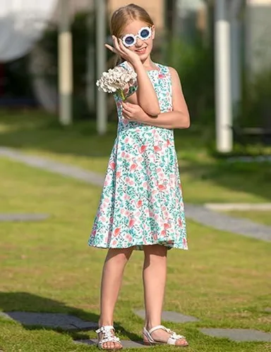 Miniatura 3 de Ahegao Vestidos florales sin mangas para niña, vestido de una pieza para la escuela casual de 4 a 13 años