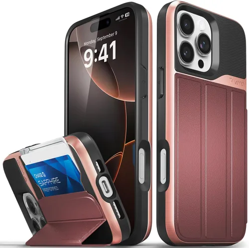 Miniatura 40 de VENA vCommute Funda tipo cartera compatible con Apple iPhone 14 (15.5 cm), funda de cuero con tapa plegable, tarjetero con función de soporte