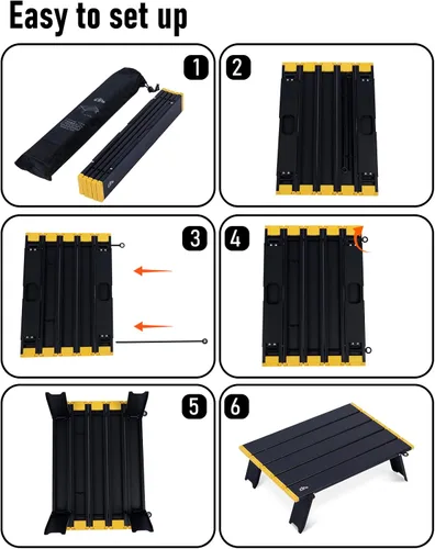 Miniatura 6 de iClimb - Mesa plegable ultraligera y compacta de mini playa y picnic de aluminio con bolsa de transporte, dos tamaños (negro - S)