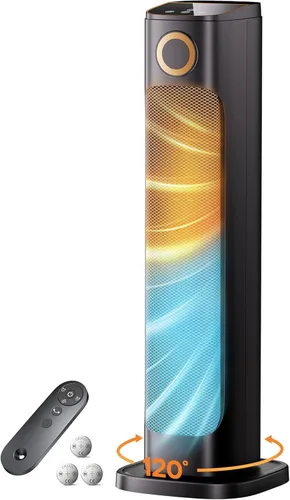 Combo de calentador de patio y ventilador para uso en interiores con 3 niveles de calor, torre de 1500 W, espacio eléctrico portátil al aire libre