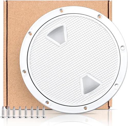Smart Marine Escotilla de Barco Blanca 4" 6" 8" Redonda Antideslizante con Escotilla Desmontable para Barco Marino y Yate (200 mm)