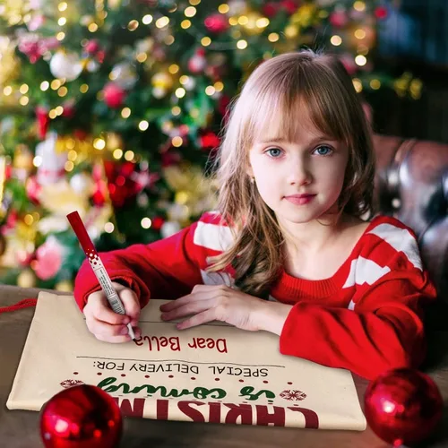 Miniatura 4 de HBlife Saco de lona de Papá Noel, bolsas grandes de Papá Noel de 19.7 x 27.6 pulgadas para regalos, sacos de Navidad personalizados para regalos