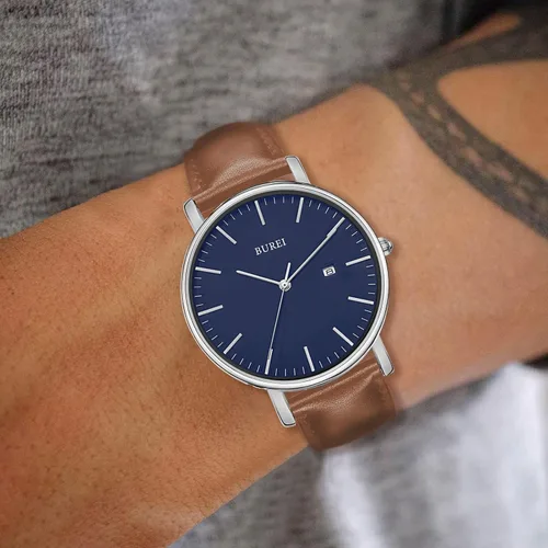 Miniatura 5 de BUREI - Reloj de pulsera analógico para hombre con fecha, extensible de malla de acero inoxidable
