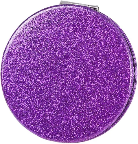 Miniatura 7 de Bonito espejo compacto en forma de corazón para bolso, espejo de viaje negro con purpurina, espejo de bolsillo pequeño de cuero, espejo