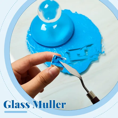 Miniatura 2 de Nuanchu Muller de vidrio para hacer pintura, suministros de arte Muller de 2.95 pulgadas para artistas, aparato de maja para acuarela, aceite