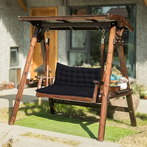 Miniatura 5 de Cojines de repuesto para columpio al aire libre, 2 o 3 plazas con respaldo, lavables con respaldo, jardín, patio, balcón, interior, cojín de banco