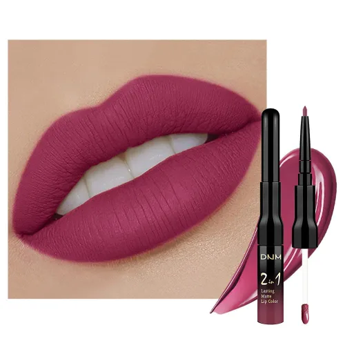 Miniatura 15 de 3 piezas 2 en 1 Set de delineador y lápiz labial líquido de color negro oscuro, púrpura y azul real para mujeres, tinte labial de larga duración, a