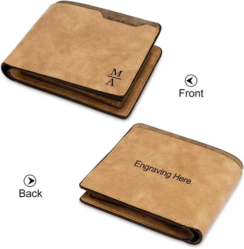 Miniatura 8 de Lovejewelry Carteras personalizadas para hombres, cartera de piel grabada con fotos para papá e hijo, Style 6, Vintage