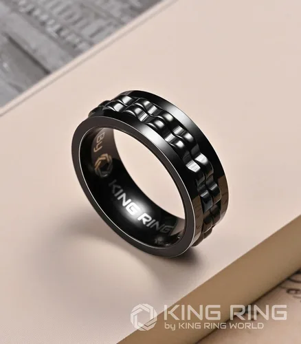 Miniatura 5 de King Ring Anillos giratorios de engranajes de 0.315 pulgadas Anillos para ansiedad ultra pulidos para hombres y mujeres Diseñado en Estados Unidos