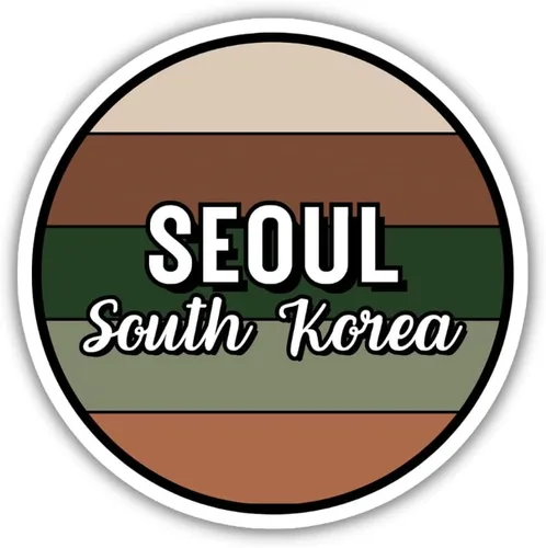 Seoul South Korea Travel Sticker, 2.5" Multiple Colors, Laptop Water Bottle Planner Journal, Collectible Places I've Been, Luggage Decal (Earth)