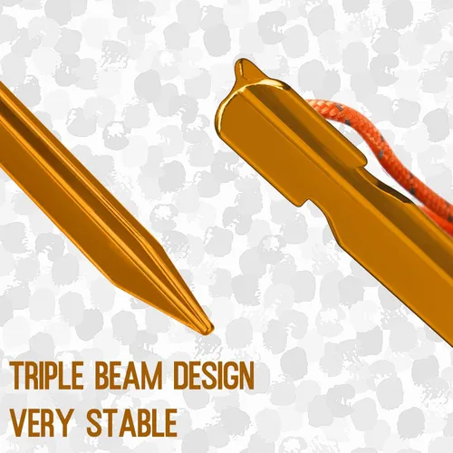 Miniatura 3 de Grassman Paquete de 16 estacas para tienda de campaña, estacas de aluminio 7075, clavijas de tierra ligeras y resistentes, estacas de metal Naranja