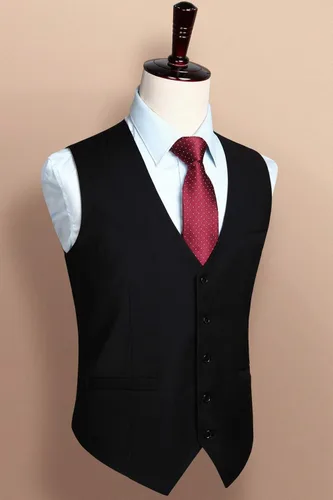 Miniatura 2 de HISDERN Chaleco de traje para hombre con 3 bolsillos para traje o esmoquin