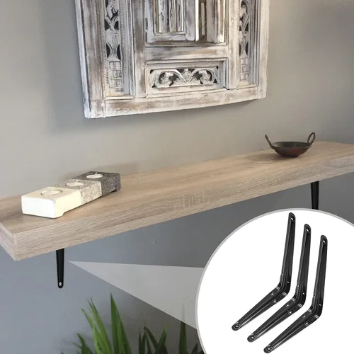 Miniatura 5 de Paquete de 4 soportes de estante de pared negros de 8 pulgadas resistentes, soportes de pared flotantes soporte L soporte colgante soporte