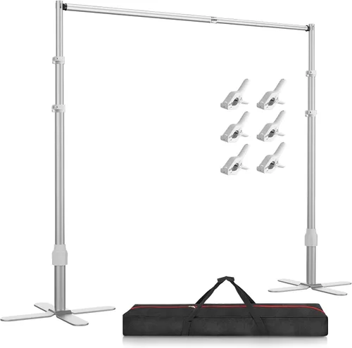 Miniatura 8 de EMART Soporte de fondo resistente de 10 x 10 pies, kit de fotografía de fondo para fotos de tubería y cortina, marco de metal ajustable con base