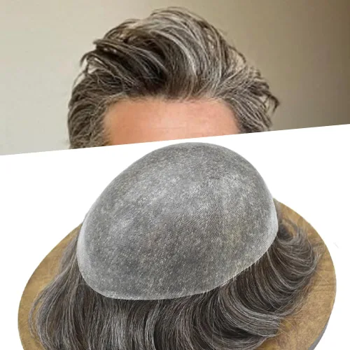 Miniatura 40 de Hair Nature - Tupé para hombres, sistema de repuesto de piezas de cabello humano, unidades de pelo negro con bucle en V de piel fina, 100% cabello